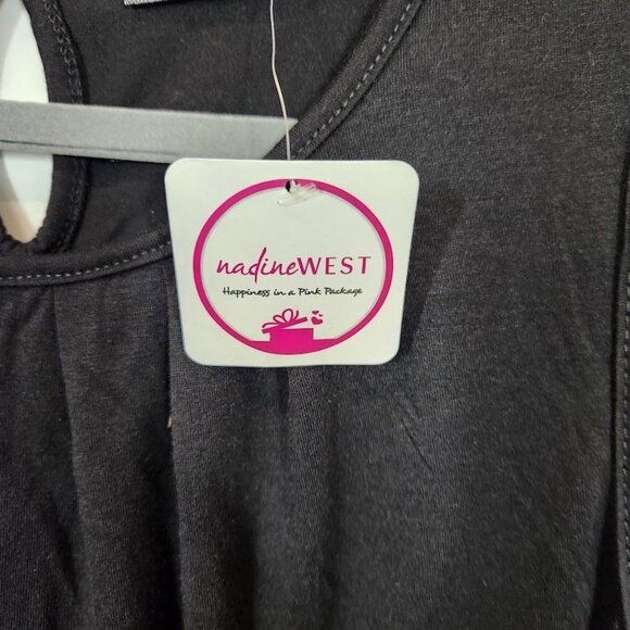 Shiela Rose Sleeveless Pleated Front Jersey Blouse Keyhole Back in Black Size 2X - Picture 5 of 6